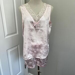 VINTAGE PINK LACE‎ TRIM PAJAMA SET